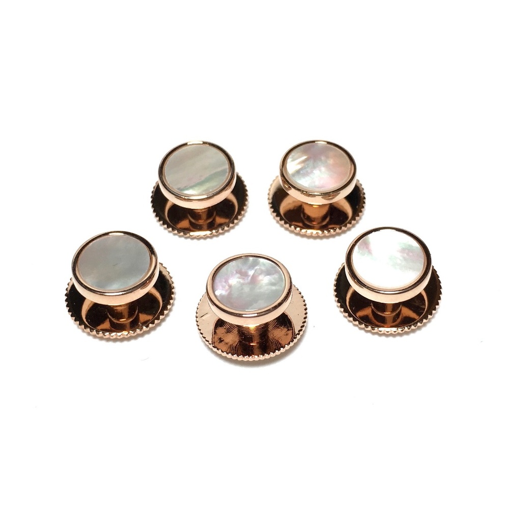 5 Rose Gold and Mother of Pearl Tuxedo Shirt Studs
